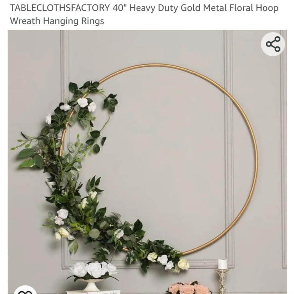 40" Heavy Duty Gold Metal Floral Hoop